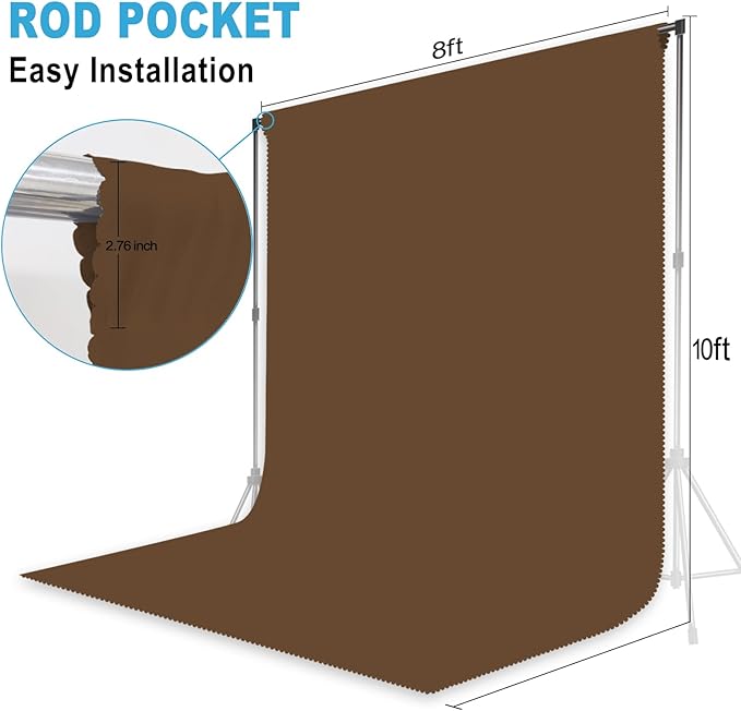 Dark Brown Backdrop for Photoshoot, Professional Photo Backdrop Background Curtain for Product Photography, Portraits, Wedding, Party, Live Streaming Video Recording 8X10 FT
