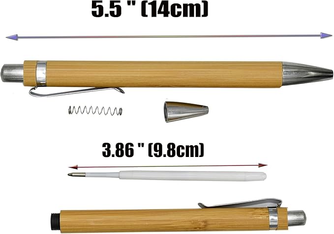 12 Pcs Natural Bamboo Pens Retractable Wood Ballpoint Pens With 12 PCS Refills 1.0mm Black Ink Pens For School Office Home Christmas Party Birthday