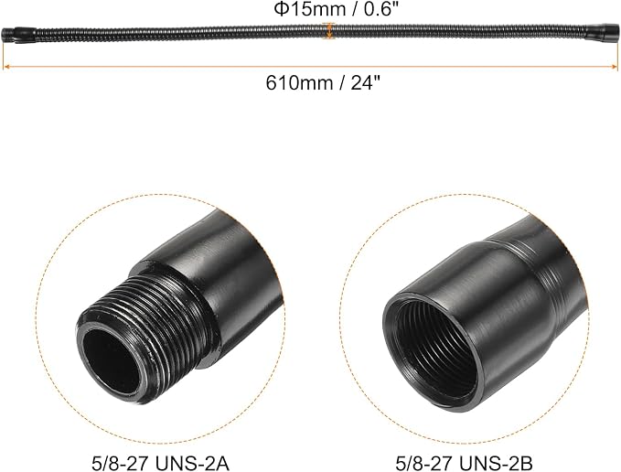 PATIKIL 24" Microphone Gooseneck, 1Pcs 5/8"-27 Thread Metal Universal Hose Flexible Arm Gooseneck Tube Extension for Multifunction DIY, Black