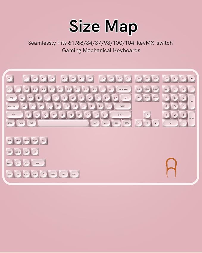 PBT Keycaps, MOA Profile Pink Jelly Keycaps, 129 Keys Cute Custom Key caps for MX Switches Mechanical Keyboard, Compatible with 60%, 65%, 75%, 96%, Full-Sized Layout