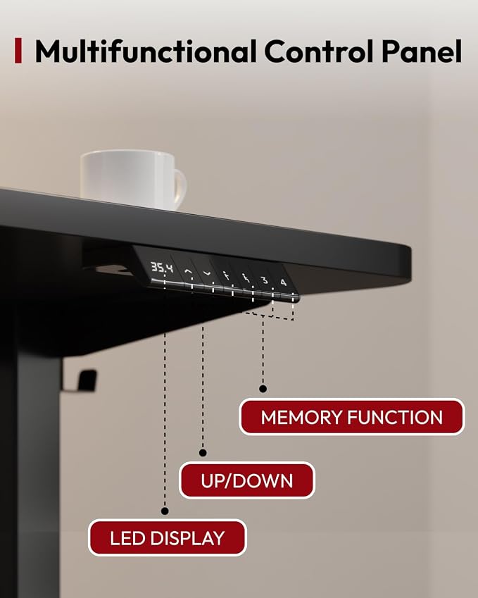 SANODESK Height Adjustable Electric Standing Desk 55x24 Inches, Sit Stand Desk with Splice Board for Home Office, Ergonomic Computer Workstation, Study & Gaming, Black Frame/Black Top