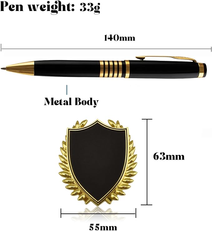 Yastar Personalized Ballpoint Pen with a custom Medal Gift Box 2 extra Black Ink Refills Engraved with Your Message Personal or Business Name on the Pens Perfect for Office Friends Employees