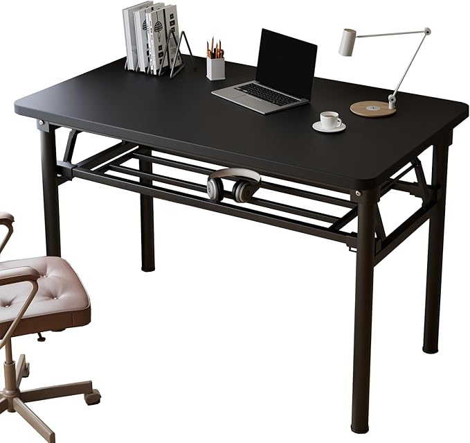 Folding Desk, 31.5" Foldable Desk for Small Spaces - Space Saving Folding Computer Desk, Portable Compact Design for Home Office, Bedroom, Dorm & Apartment, No Assembly Required
