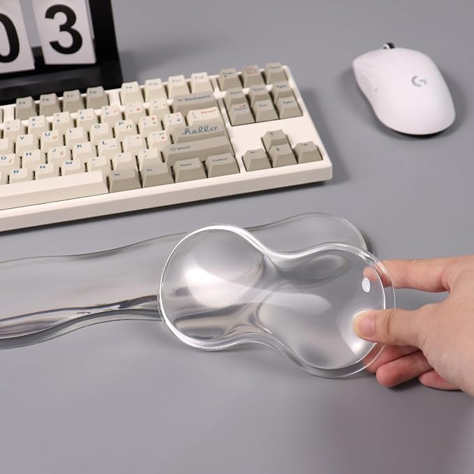 Clear Gel Wrist Rest for Mouse, White Silicone Mouse Wrist Rest, Relax Your Wrist, for Laptop Computer Office & Home (White-Short)