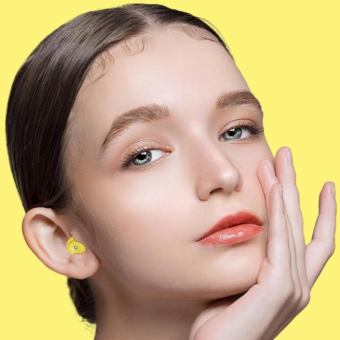 Ear Plugs for Sleeping Ultra-Comfy Silicone Earplugs for Concerts Noise Cancelling Reusable Noise Reduction Earbuds for Travel Focus Work 33-45dB Hearing Protection with 9 Tips & Case (Yellow)