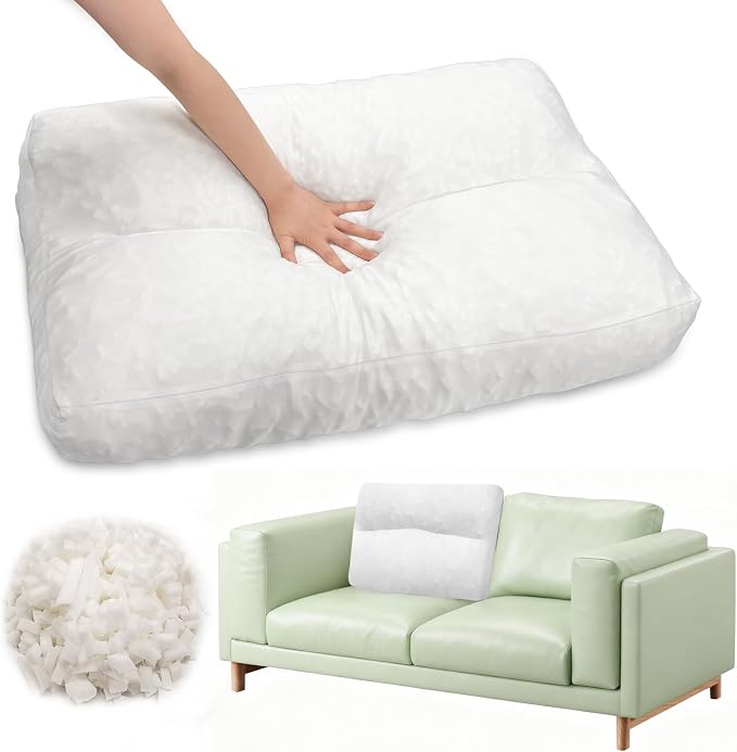 JZHLLA Shredded Foam Sofa Back Cushions Replacement Fluffy Memory Sponge Couch Pillow with Quilted Design 31x18x5 Inch Lumbar Support Pillow for Sofa Bed Floor