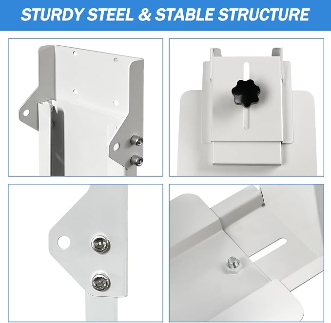 TooCust Heavy Duty Under Desk PC Mount & Full Tower PC Wall Mount - Adjustable Width 5.5" to 9.8", Height 11"-21" - Computer Tower Stand Under Desk & Standing Desk PC Mount, White