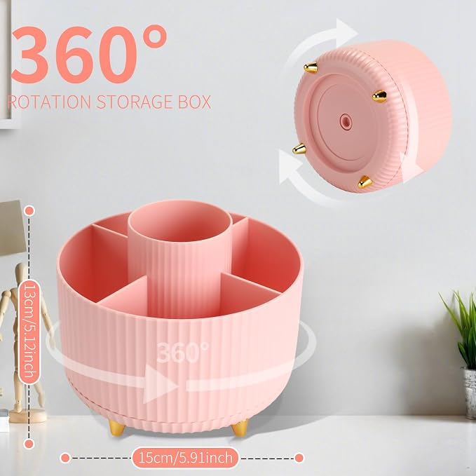 Camelmother 360°Rotating Pen&Pencil Holder For Desk With 5Slots Cute Office | Spacious Beautiful & Durable For Teachers Students Workers Easy Storage for Pens Stationery