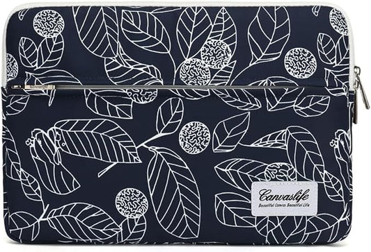 canvaslife Waterproof Pattern Laptop Sleeve 15 Inch 15 Case and 15.6 Laptop Bag(Blue Leaves)