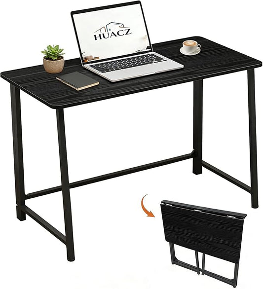 31.5" Folding Desk for Small Spaces, Foldable Computer Table for Home Office,Study,Bedroom,Dorm,Craft, Space Saving,Small Writing Work Office Compact Computer Desk,Easy Assembly,Black