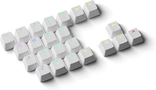 HK Gaming Rubber Keycaps Set | Anti-Slip Texture | Doubleshot Backlit Keycap Set | 23 Keys OEM Profile Key Set | for Mechanical Keyboard | Compatible with Cherry MX, Gateron, Kailh | White