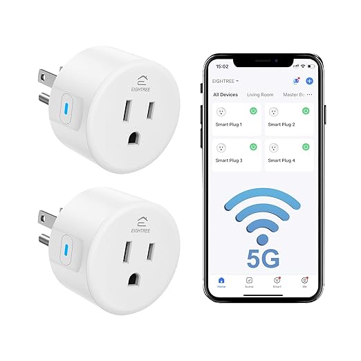 Eightree Smart Plug for 5GHz & 2.4GHz, Smart Outlet WiFi Socket with APP Remote Control, Compatible with Alexa, 2 Pack