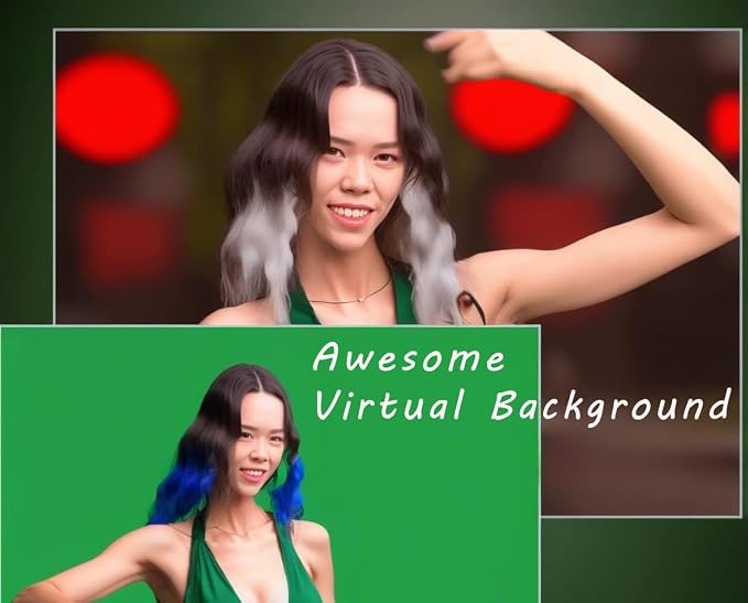 Portable Collapsible Webcam Backdrop With Package Bag, Attaches to Chair, Easy Setup, Wrinkle-Resistant Fabric, Perfect for Zoom Webex Teams TikTok, Background Green Blue Screen D59''
