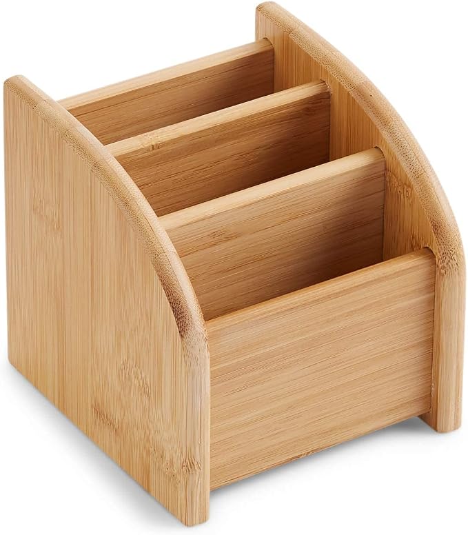 Bookaholic Desk Organizer 3 Tier Bamboo Mini Desk Storage for Office Supplies, Toiletries, Crafts, Great for Desk, Vanity, Tabletop in Home or Office Makeup Organizer