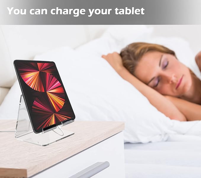 Kamehame Acrylic Desk Tablet Stand - Clear iPad & Galaxy Tab Stand (4-13 inches)