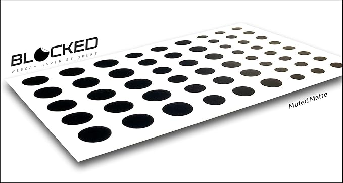 BLOCKED Original Vinyl Webcam Cover Stickers | Restickable & Stackable Privacy Covers | for All Camera-endable Devices | 3-Sizes | 57 Black (Muted Matte)