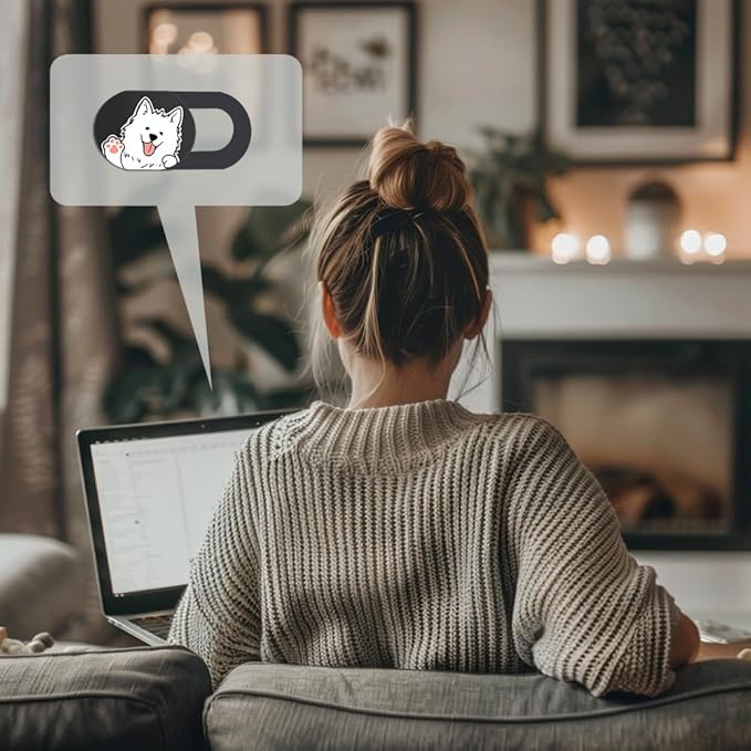 Hug Me Dog 3-Pack Laptop Camera Cover Slide - Cute Webcam Cover for MacBook Pro/Air, Dell, iPad, iPhone, iMac, Echo Show - Laptop Webcam Cover, Computer Camera Blocker, iPad Accessories