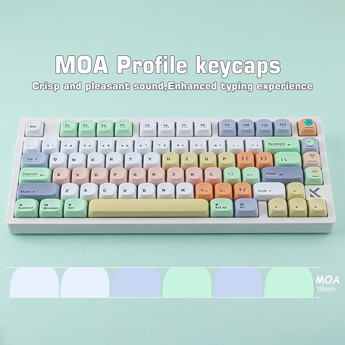 Tsungup MOA Keycaps,Clean & Minimal 130 Keys Magic Bean Custom Keycaps,PBT Cute Dye Sub Key Caps Keyboard Keycap Set for MX Switches Mechanical