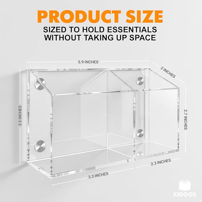Acrylic Magnetic Marker Holder for Whiteboard Pen Organizer 2 Compartments Teacher Classroom Organization Magnetic Pencil Holder for Refrigerator Classroom Decor Office Modern White Board Accessories