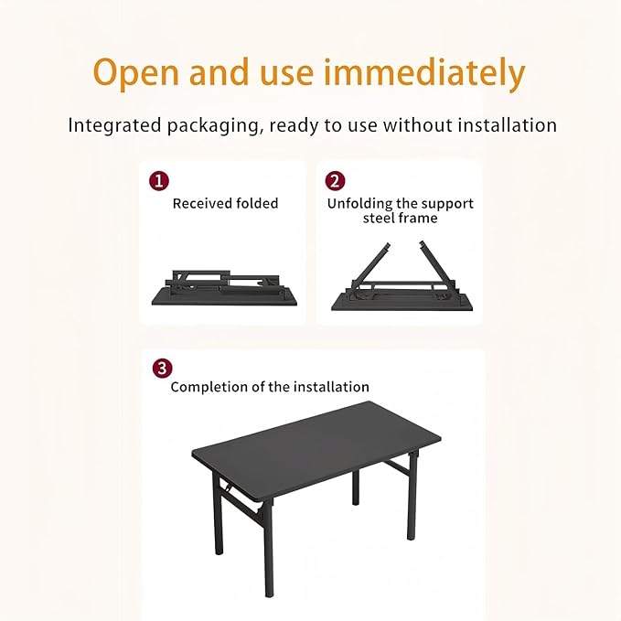 Folding Desk, 31.5" Foldable Desk for Small Spaces - Space Saving Folding Computer Desk, Portable Compact Design for Home Office, Bedroom, Dorm & Apartment, No Assembly Required