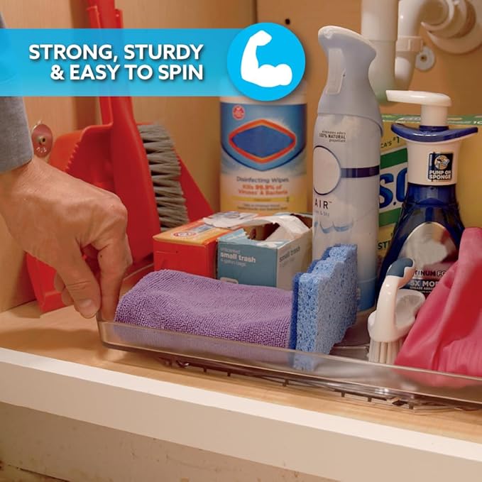 Ontel Smart Spin Rotating Refrigerator Organizer - Use This Lazy Susan as a Rotating Spice Rack, Condiment Organizer, Cabinet Organizer or for Kitchen, Panty or Fridge Organization and Storage, Clear