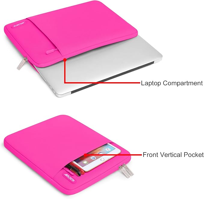 MOSISO Laptop Case 13 inch, Laptop Sleeve Compatible with MacBook Neo/Air/Pro 13 inch with A18/M5/M4/M3/M2/M1 Chip 2026-2016, Polyester Vertical Computer Sleeve Bag with Pocket, Bright Rose