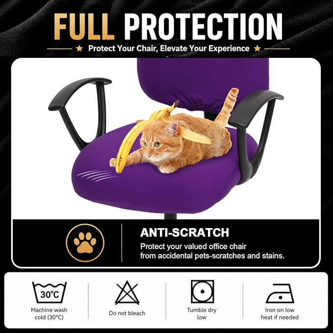 Super Stretchable Separate Office Chair Seat Covers - Universal Spandex Computer Chair Slipcover - 180GSM Washable Rotating Backrest Coverings & Cushion Protectors for Dogs, Cats, Pets