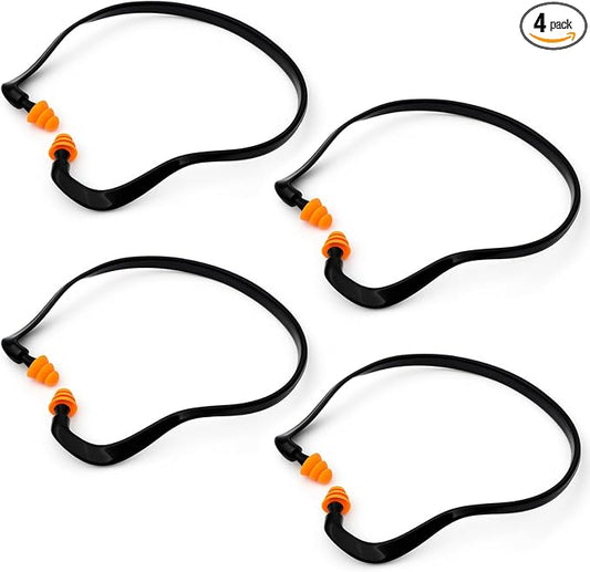Banded Earplugs for Shooting Range (4 Pcs, Orange) – Reusable Silicone Hearing Protection with Neck Band, 22dB Noise Reduction for Work, Sleep & Concerts