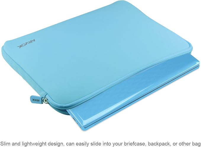 Arvok 13 13.3 14 Inch Laptop Sleeve Case for MacBook Pro/MacBook Air 13-14 inch, Water-Resistant Notebook Chromebook Computer Pouch, Carrying Bag Cover for HP/Dell/Lenovo/Asus/Acer, Baby Blue