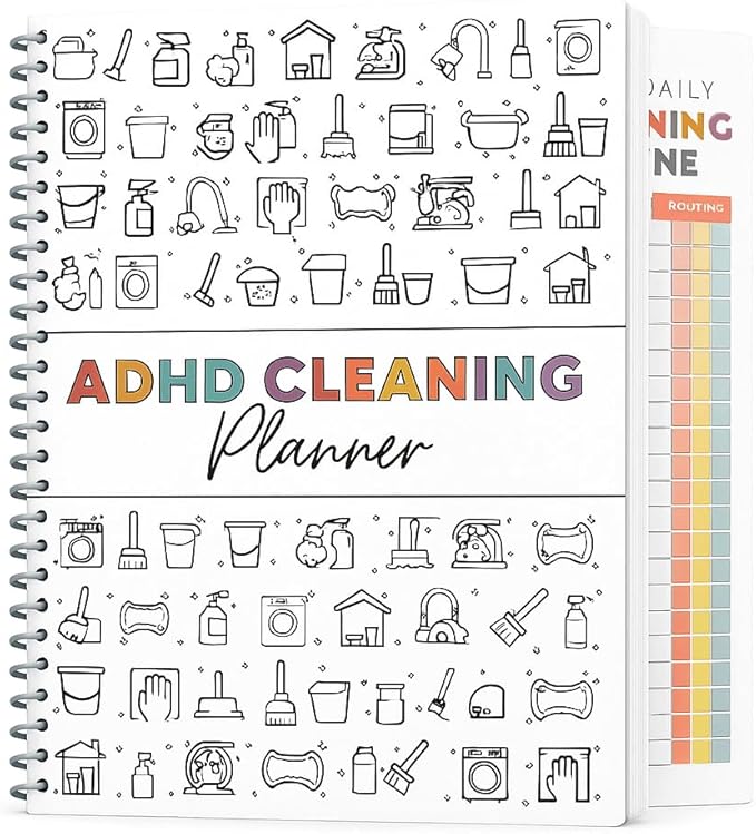 PGJ ADHD Cleaning Planner for Adults – Undated Daily, Weekly & Monthly Cleaning Schedule & Checklist – Household Chores Organizer Notebook for Home Management, Routine Tracking Family Cleaning Tasks