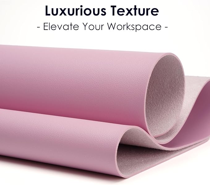 Leather Desk Pad Protector, Waterproof Mouse Pad, PU Desk Mat, Office Desk Cover, Desk Writing Mat for Office/Home/Work/Cubicle (Pink) 35.4x17 in
