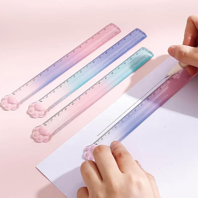 MOZXIRZ 9 Pcs Cute Green Stationery Set Cat Paw School Supplies Kawaii Office Supplies Including Pens Highlighter Pencil Sharpener Eraser Correction Tape Ruler Sticky Flag Tabs (Gradient Green)