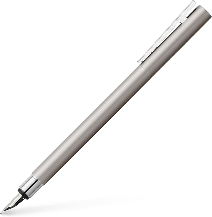 Faber-Castell NEO Slim Fountain Pen, Matte Stainless Steel - Fine