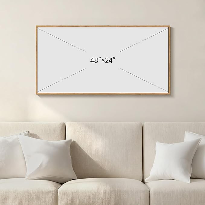 Framed Vintage Landscape Wall Art for Living Room, Large Horizontal Neutral Canvas Artwork for Walls, Tree Pictures Prints Paintings for Bedroom Dining Room Wall Decor, 24x48 Inch