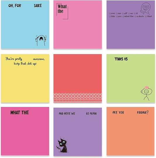 Funny Sticky Notes Gifts - 9 Pack Colorful Funny Notepads 3x3 Inch Office Gifts for Coworkers, are You Kidding Work Gag Self-Stick Memo Pads Office Supplies 450 Sheets