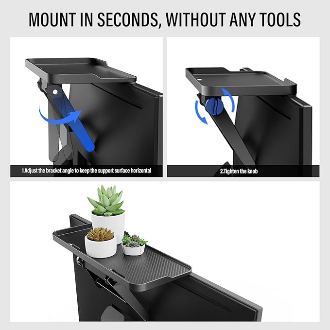 Adjustable Steel TV Top Shelf, Floating TV Stand, Universal Monitor Shelf for Soundbar, Game Console, Cable Box, Router Shelves (11.8 x 4.9 inch)