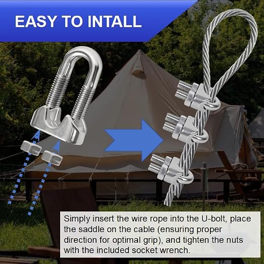 30 Pcs 1/8 inch Stainless Steel Cable Clamps,Wire Rope Clamp | M3, Commercial, Industrial, and Residential Projects