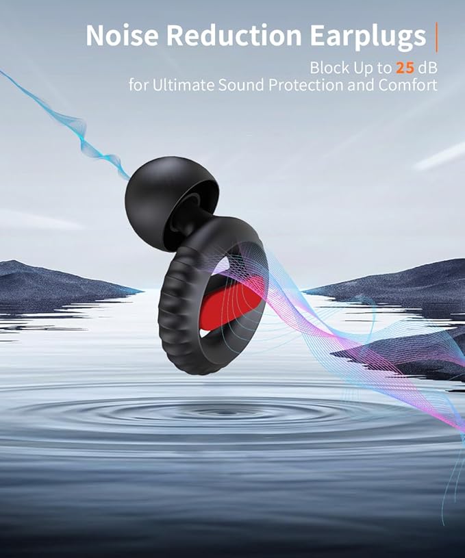 Ear Plugs for Sleeping Noise Cancelling EarPlugs Concert Reusable Ear Protection for Musicians,Rave,Focus,Moto and Sleep 25dB Silicone Earplugs Noise Reduction 8 Pair Ear Tips (XS/S/M/L) Black-Red