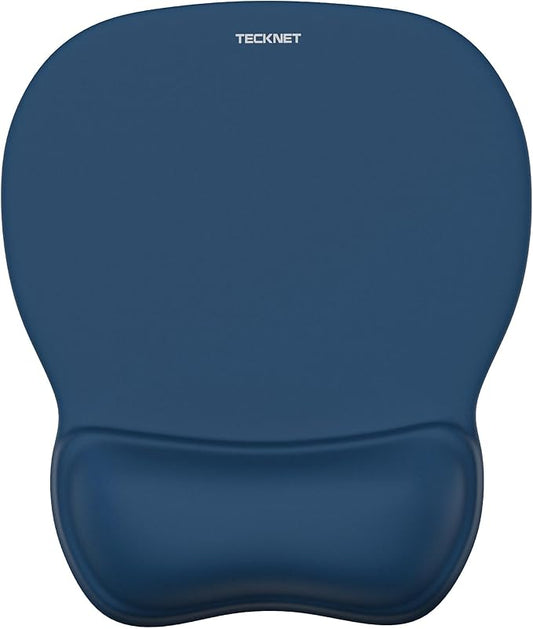 TECKNET Gel Ergonomic Mouse Pad with Wrist Rest, Non-Slip PU Base, Navy | Comfortable Gel Cushion, Pain Relief, Smooth and Waterproof Surface, Mouse Pad with Wrist Rest for Office, Gaming and Study