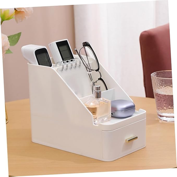 Luxshiny Large Capacity Desk Storage Box with Drawer Multi Functional Desktop Organizer Pen Holder for Home and Office Versatile Compartments for Supplies Modern Design