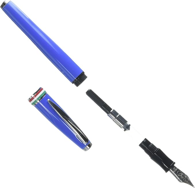 Monteverde USA Aldo Domani Italia Fountain Pen Exotic Blue - Broad Nib - Luxury Writing Pen - Italian Design - JoWo Stainless Steel Nib - Smooth Ink Flow - Refillable - Gift Box Included