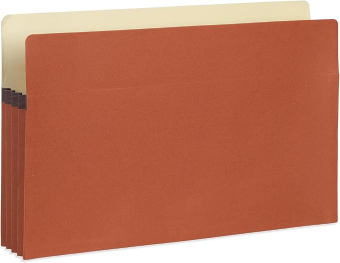 Blue Summit 10 Redwell Folders Legal Size, Brown Accordion File Folders, 3.5” Red Rope Expandable Pockets, Expanding Organizer (Pack of 2)