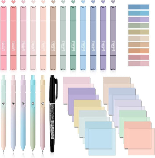 Jutom 38 Pcs Bible Journaling Study Kit for Women, Book Annotation Supplies with Highlighters Pens, Tabs, Sticky Notes, Markers for Christian Office Bible Study Supplies(Delicate Color,Square)
