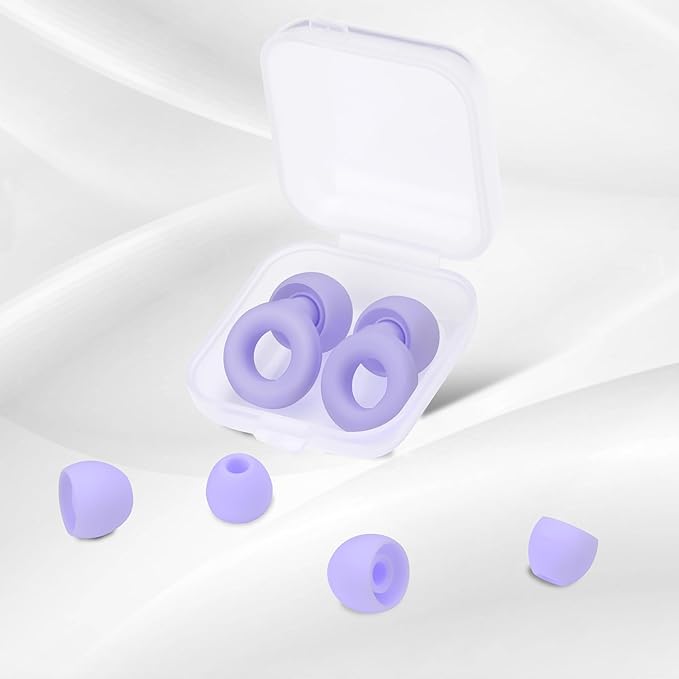Lonyanl，Ear Plugs for Sleeping Noise Cancelling，Reusable, Improve Rest, Washable, Silicone, Travel, Focus on Learning & Enhance deep Sleep Duration (Purple, One Size)