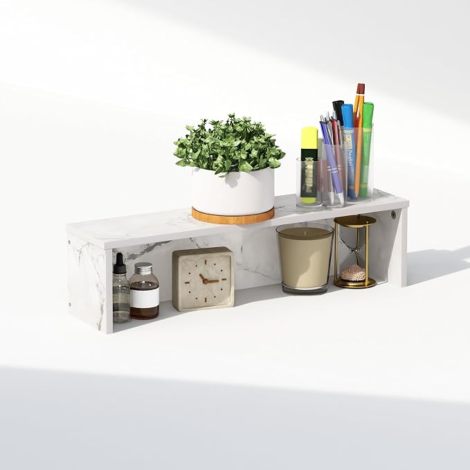 Furinno Classic Desk Organizers and Accessories, 23-Inch Desk Organizer, Desktop Organizer, for Office Supplier, Marble White