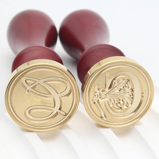 Letter Wax Seal Stamp Kit - Initial Alphabet C Stamp Head 2pcs, Vintage Monogram Stamps Wax Seal Kit with 200pcs Assorted Sealing Beads, Spoon, Metallic Gold Silver Pens