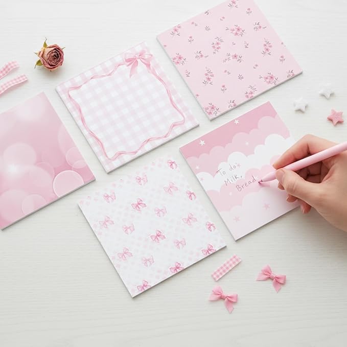 Aesthetic Sticky Notes Gifts, 9 Pack Pink Aesthetic Notepads 3x3 Inch Gifts for Coworkers Students, Pastel Memo Pads Office School Supplies for Men Women (450 Sheets)