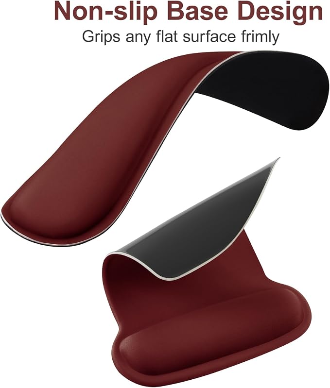 MOSISO Wrist Rest Support for Mouse Pad & Keyboard Set, Ergonomic Mousepad Non-Slip Base Home/Office Pain Relief & Easy Typing Cushion with Neoprene Cloth & Raised Memory Foam, Wine Red