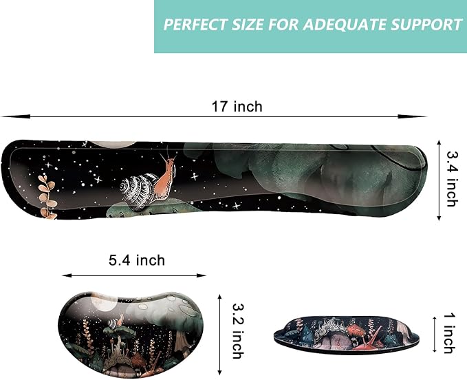 Keyboard Wrist Rest Mouse Wrist Support Set, Memory Foam Wrist Rest Pad for Computer Laptop Keyboard Mouse, Ergonomic Wrist Cushion Support for Typing Pain Relief, Gaming Home Office, Snail