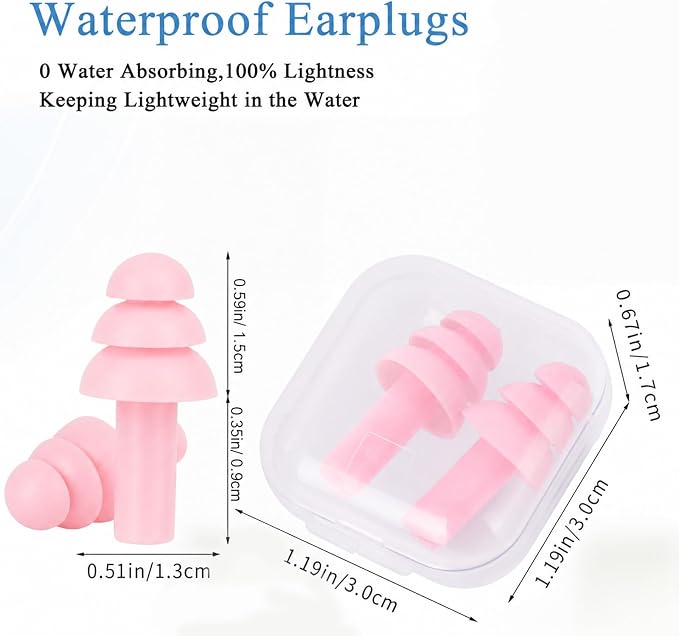 24 Pairs Pink Ear Plugs - NRR 29dB Reusable Silicone Ear Plugs with Plastic Cases for Sleeping, Noise Cancelling, Concerts, Shooting, Swimming